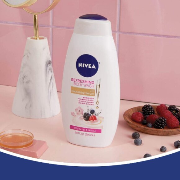 NEW 2 Nivea Refreshing wild berries & hibiscus with Nourishing Serum Body Washes - Picture 7 of 7